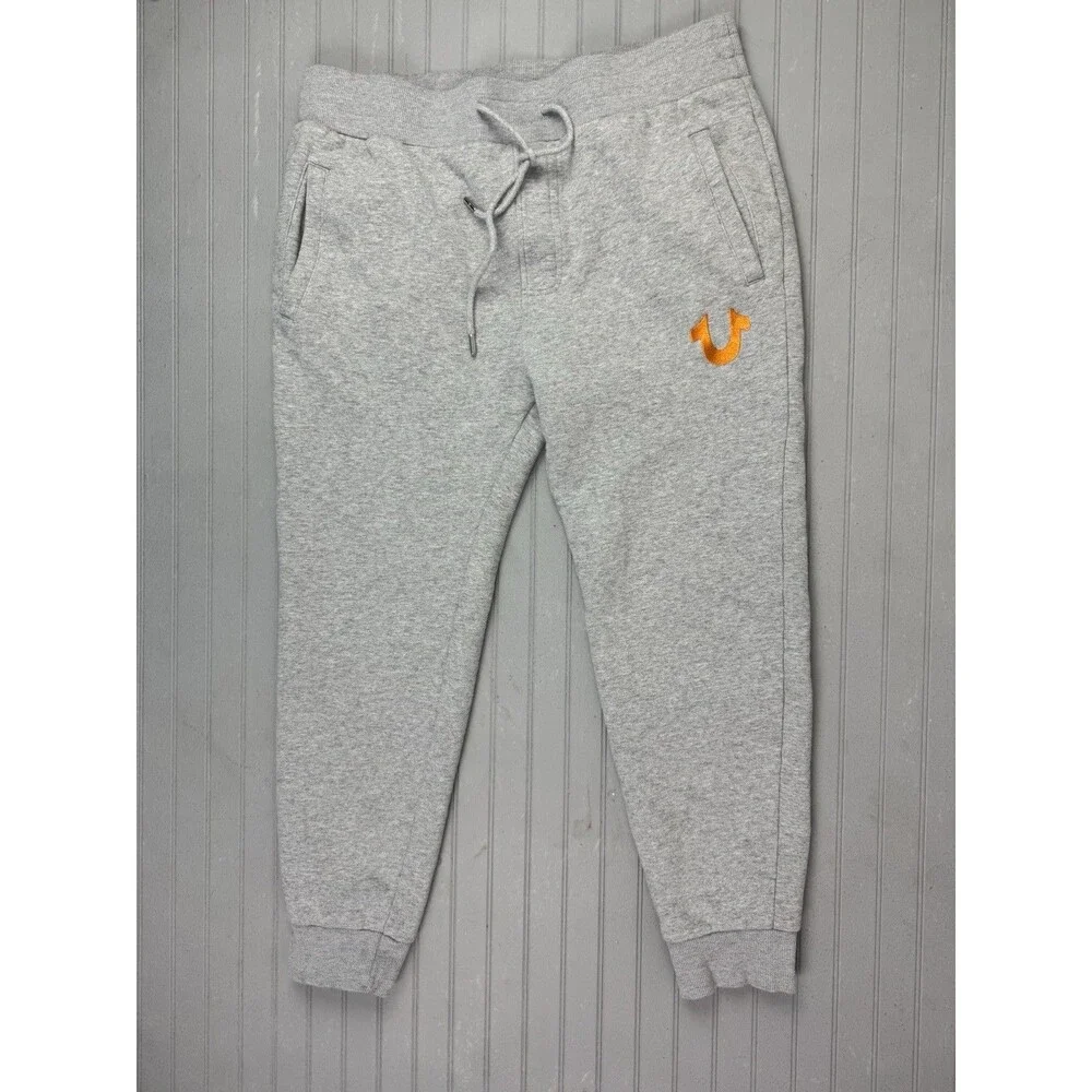 True Religion Size L Mens Activewear Jogger Pants Gray Drawstring WaisPockets